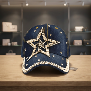 Gorra de béisbol personalizada ajustable con pedrería, diseño de cruz, vaquera, unisex, para las cuatro estaciones, con relieve común, de 6 paneles - Product Image 3