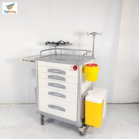 Chariot médical d'urgence professionnel en acier inoxydable, chariot de secours, mobilier hospitalier, chariot à médicaments pour infirmières, 5 tiroirs, moderne