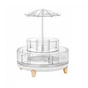 Rotating PET Transparent Modern Multifunction Office & Desktop <b>Makeup</b> Storage Jewelry Display Organizer <b>Box</b> - Product Image 2
