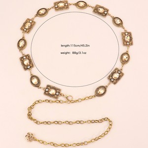 Chaîne de taille, accessoires de <span class=keywords><strong>robe</strong></span>, or, argent, tungstène, ovale, <span class=keywords><strong>ceinture</strong></span> en strass sculptée, design multi-boucles <span class=keywords><strong>pour</strong></span> femmes, assorti à tout - Product Image 3