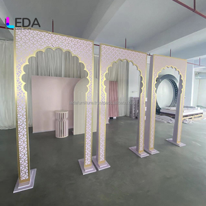 LEDA Modern Detachable New Arrival Wedding Event Supplies Customized Arch Shape <b>Pink</b> Acrylic <b>Backdrop</b> Stand for Stage Decoration - Product Image 3