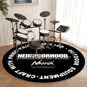 Alfombra moderna redonda con diseño de notas musicales, de terciopelo cristalino, resistente a las manchas, decoración para el hogar, para sala de estar, dormitorio, junto a la cama - Product Image 3