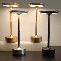 Lampe de table de salle à manger LED sans fil rechargeable en aluminium DC, finition brossée oxydée, design moderne haut de gamme pour restaurant