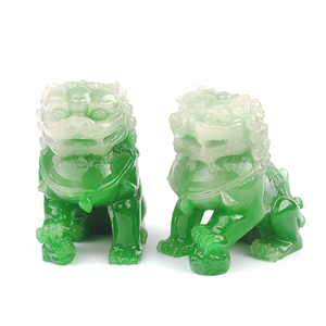 Paio di Giada <span class=keywords><strong>Statua</strong></span> In Piedi Classico Cinese Fengshui Fu Dog - Product Image 2
