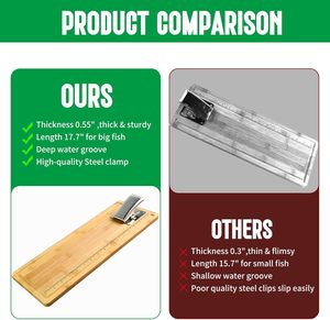 <span class=keywords><strong>Kit</strong></span> de planche à découper pour poisson en bambou, antidérapant, avec planche de <span class=keywords><strong>mesure</strong></span>, couteau, pince, aiguiseur et gants - Product Image 4