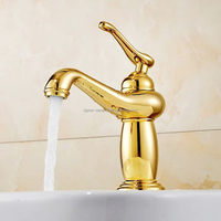 Accessoires de lavabo de salle de bain de luxe Robinet en laiton couleur or avec eau froide et chaude