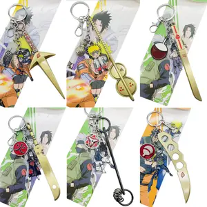 13 Designs Cartoon Anime Charakter Uchiha Itachi Sasuke Metall Metall Schlüssel bund Holz blatt Anhänger Schlüssel anhänger für Werbe geschenke