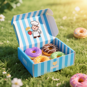 Caja de papel corrugado con logotipo de estampado en caliente colorido personalizado para embalaje de alimentos, pastel, postre, caja de envío para llevar - Product Image 1