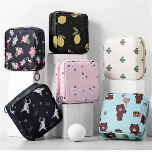 2024 Wholesale Cute Girl Sanitary Napkin Storage Bag Tampons Organization Lipstick Waterproof Cosmetic Bag