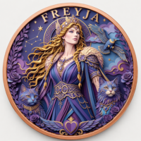 1 oz 999 Koin Tembaga Murni Dewi Freya Viking Relief Tinggi Berwarna UV Seperti Proof, Hadiah untuk Penggemar Mitologi, Kerajinan Logam