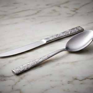 Elegant Metal Flatware Set With Engraved Handle High <b>Mirror</b> Polish Rust Resistant For Wedding Dining Tableware And Restaurant - Product Image 1