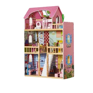 Wooden toy DIY doll house for children Fashion toy houses toys play dolls family houses for baby
