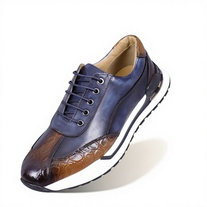 Fashion High-quality Cow Genuine <b>Leather</b> Two Tone Color Custom Logo Handmade Men's <b>Sneaker</b> Breathable Comfort Autumn Luxury - Product Image 1
