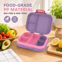 Boîte à lunch bento pour enfants et nouveau-nés, 3 compartiments, portable, étanche, compatible micro-ondes, sans BPA, avec couvercle en plastique et plateau supplémentaire