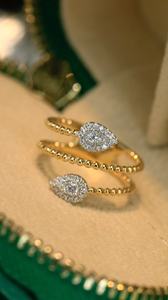 0.2ct F G اللون المويسانيتي الكمثرى قطع النساء هدية دائرة الذهب والمجوهرات 14K /18K الذهب المويسانيتي 2 حجر الماس حلقة مفتوحة - Product Image 4