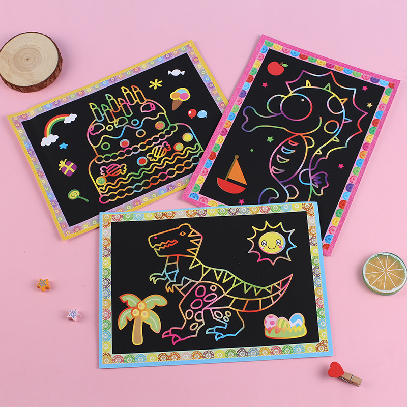 40 Feuilles De Papier à Gratter Arc-en-ciel – Set Magique Noir Avec 6 Stylets Et 4 Pochoirs, Activité DIY Créative Pour Enfants