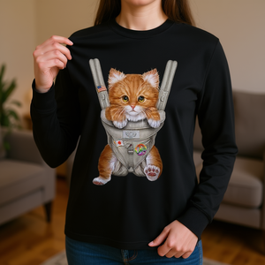 T-shirt à manches longues avec chat tigré orange dans un porte-bébé - Product Image 3
