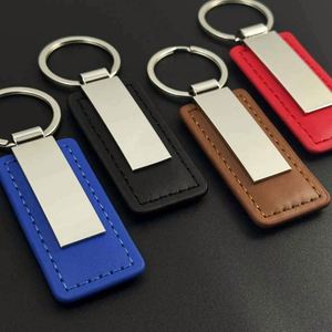 High Quality Colorful <b>Blank</b> Keychain PU Key <b>Ring</b> Customizable logo Pu Leather Car Key Chain - Product Image 4