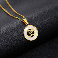 Mode ronde hindoue bouddhiste AUM OM acier inoxydable pendentif collier hindouisme Yoga inde Sport de plein air femmes Bijoux