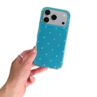 Coque de téléphone unique à pois bleu lac style coréen japonais pour iPhone 17 16 15