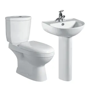 Wc casa de lavar roupa de alta qualidade, conjunto de água montada no chão do banheiro cor branca cerâmica duas peças de banheiro e pia