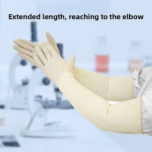 16-дюймовые удлиненные утолщенные латексные перчатки без пудры для чистых помещений, кислотощелочестойкие, противоскользящие, в вакуумной упаковке, для лабораторий - Product Image 5