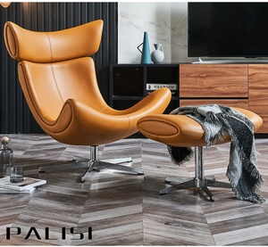 ห้องนั่งเล่นเก้าอี้เดี่ยวหนังอิตาลีพร้อมเก้าอี้เหล็กฐานห้าดาวเก้าอี้เลานจ์หนังสมัยใหม่สำหรับห้องนอน/ห้องเรียน - Product Image 4