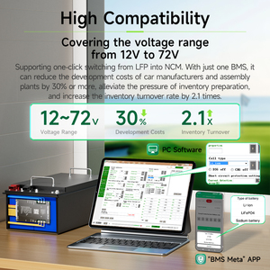 TDT Smart BMS PCBA LiFePO4 Li-ion 4S-24S 12V-72V 30-150A Équilibrage Actif Continu pour Application Parallèle 20 Packs Électrique - Product Image 3