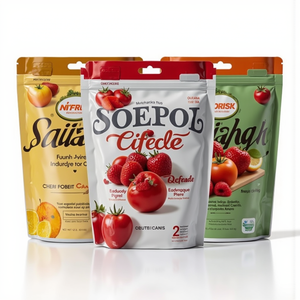 Embalaje de bolsa vertical de caramelo Doypack reciclable impresa personalizada con cremalleras brillantes y función resellable para leche de chicle - Product Image 2