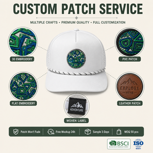 カスタムロゴ入りホワイト5パネルロープハットフラットブリムスナップバック野球帽刺繍トライバルパッチユニセックス卸売OEM低MOQ - Product Image 4