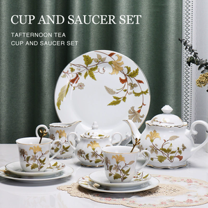 Ensemble de tasses et soucoupes à café et thé au design floral européen, théières élégantes, idée cadeau, service à thé de voyage, pot à thé avec poignée, plateau à thé - Product Image 3