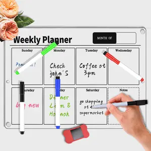 Neuer kunden spezifischer wöchentlicher monatlicher Planer Magnetischer Acryl kalender Trocken lösch acryl kalender für Frdge-Wand