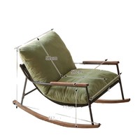 Fauteuil à bascule moderne avec coussin moelleux et base en bois, fauteuil de salon pour la détente dans le salon et la chambre à coucher