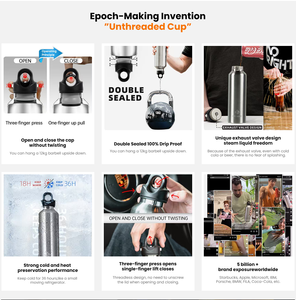 Termo de <span class=keywords><strong>Acero</strong></span> <span class=keywords><strong>Inoxidable</strong></span> RevoMax de 32 oz con Logotipo Personalizado OEM, Apertura con una <span class=keywords><strong>Mano</strong></span>, Mantiene Bebidas Calientes por 18 Horas y Frías por 36 Horas, a Prueba de Fugas, para Distribuidores - Product Image 3