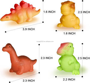 Pas de trou clignotant jouet de bain flottant en caoutchouc dinosaure LED éclairer baignoire jouet famille ensemble réaliste enfants dinosaure jouet - Product Image 3