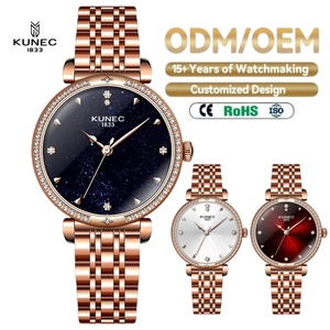นาฬิกาข้อมือผู้หญิง OEM ODM โลโก้สั่งทำได้ คุณภาพสูง ขอบเพชร นาฬิกาควอตซ์ผู้หญิง OEM สีโรสโกลด์ สแตนเลสสตีล 316L MOQ ต่ำ - Product Image 1