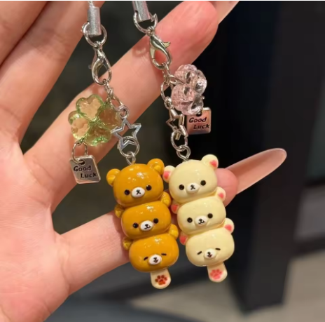 Cute Bear Phone Charms Pendant Kawaii Anime Keychain Accessories for Keys Schoolbag Ins Korea New Y2K