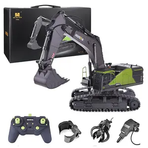 Huina 1593 Alloy Metal Cab Bucket Precise Sound Big 2.4G Proportional Remote Control RC Excavator Tractor Hobby Toy For Children