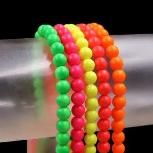 Stok 10mm Neon boncuk yuvarlak şekil cam boncuk kristal Neon pembe inci renk boncuk takı yapımı için
