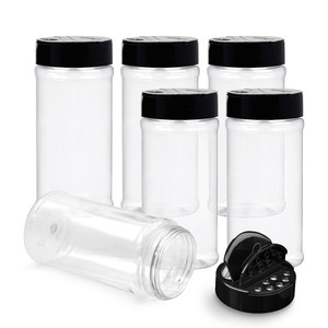 Hot Selling 250g New Square Spice Jar PET <b>Plastic</b> Seasoning Shaker <b>Bottle</b> With Dual Opening Cap - Product Image 1