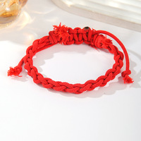 Ensemble de 2 bracelets de couple en cordon rouge porte-bonheur à 7 nœuds, faits à la main, péruviens, réglables