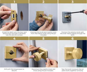 Privacy Gold Modern Interior <strong>Door</strong> <strong>Knob</strong> Zinc Alloy Reversible Heavy Duty for Apartment &amp; Hotel Bedroom - Product Image 4