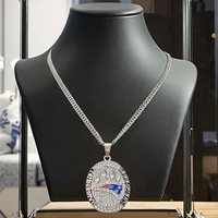Collier pendentif en cristal plaqué or style hip-hop des Patriots de la Nouvelle-Angleterre, 6 ensembles d'accessoires de mode unisexes
