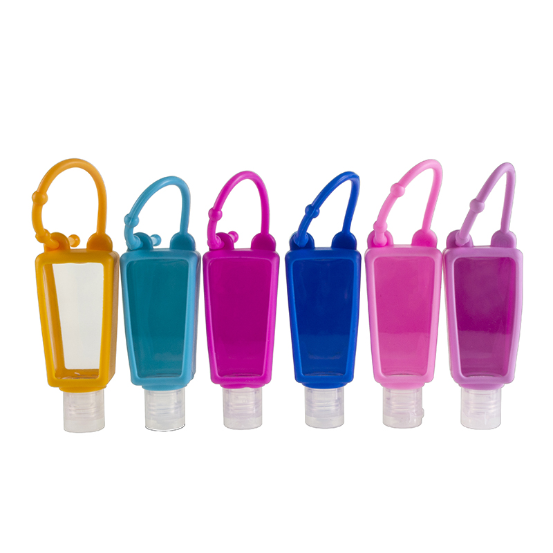 Desinfetante de mão squeeze álcool, 30ml 50ml 100ml de plástico com suporte de silicone