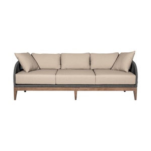 Sofá <span class=keywords><strong>de</strong></span> Exterior <span class=keywords><strong>de</strong></span> 82 Pulgadas, Completamente Ensamblado, <span class=keywords><strong>de</strong></span> Madera <span class=keywords><strong>de</strong></span> Eucalipto Resistente a la Intemperie, con Cuerdas Grises y Cojines <span class=keywords><strong>de</strong></span> Olefina Color Taupe, Capacidad para Todo Tipo <span class=keywords><strong>de</strong></span> Clima - Product Image 4