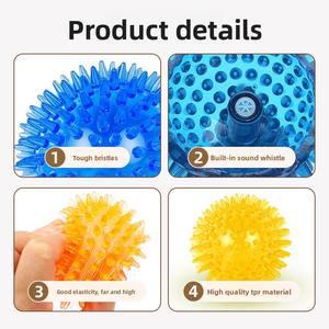 Parlak TPR eğitim <span class=keywords><strong>Pet</strong></span> köpek topu kedi köpek ses oyuncak başak top köpek oyuncak - Product Image 4