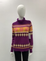Pull en tricot à col roulé à rayures pour femmes, décontracté, manches longues, hiver