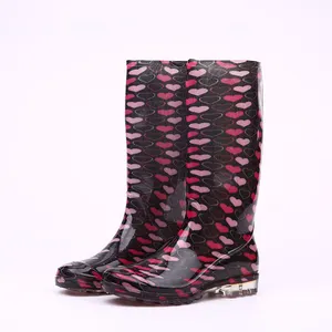 Fashion new design waterproof gumboots for women all over printing ladies PVC rainboots