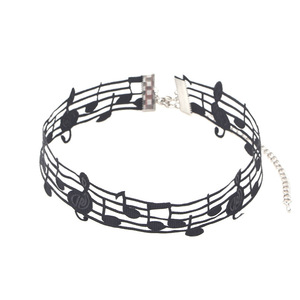 Collier ras du cou noir fait main avec notes musicales, polyvalent et simple, chaîne épaisse pour clavicule, collier élégant. - Product Image 5
