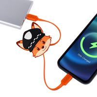 Cable de Carga USB C con Diseño de Figura Kawaii, Cable de PVC Tipo C a C con Correa para la Muñeca, Cable USB 2 en 1 para Datos